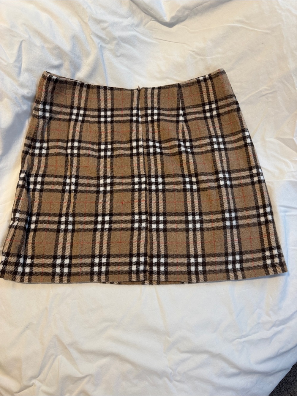 Pink Lily Tan Plaid A-Line Mini Skirt with Black & White Checks - Picture 2 of 4